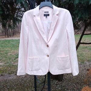 TALBOTS 76% Cotton Knit Blazer Sz10 Soft Pink EUC